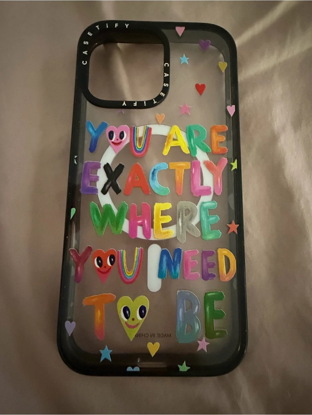 Casetify Clear Phone Case with Bright Multicolor Lettering